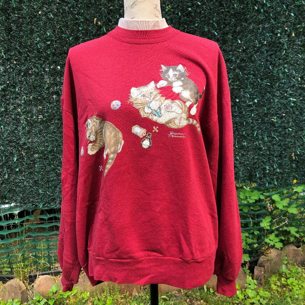 Vintage Red Cat Sweater